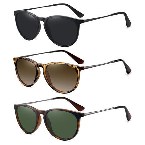 3-Pack Women's Trendy Retro Classic Polarized Sunglasses