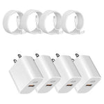 4-Pack Dual-Port USB Wall Chargers With USB-C Cables