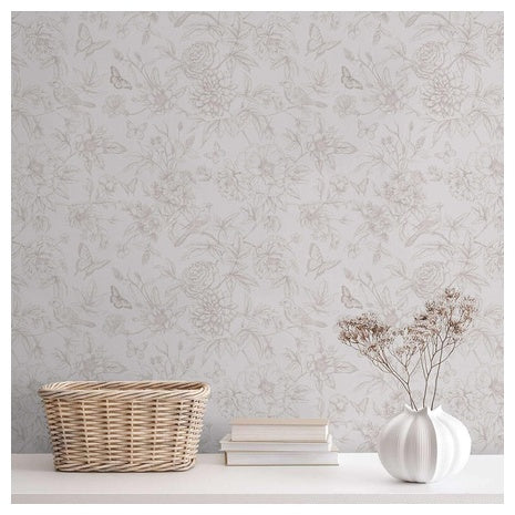 17.3" X 78.7" Waterproof Self Adhesive Peel & Stick Floral Wallpaper