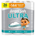 36 Mega Rolls (=144 Reg) Angel Soft Ultra Toilet Paper