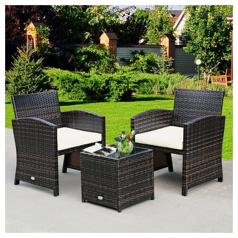 3-Piece Patio Rattan Wicker Furniture Set