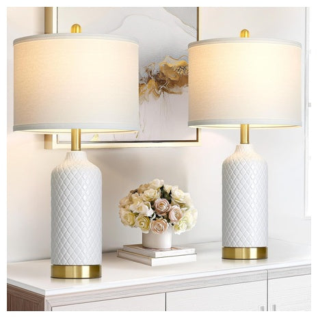 2-Pack 26" White Ceramic Table Lamps