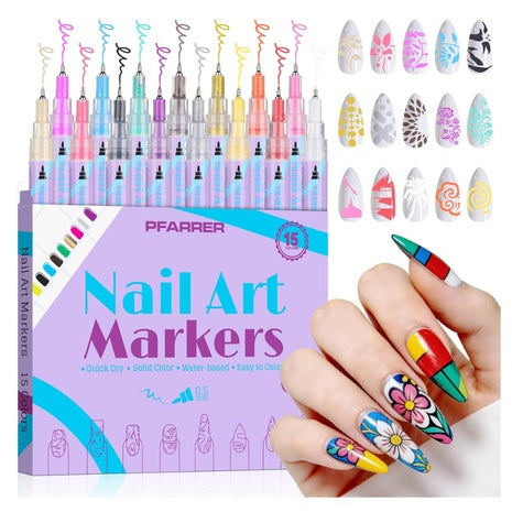 15 Colors Quick-drying New Nail Art Pens Set