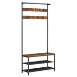 Entryway Shoe Bench w/ Coat Rack Stand