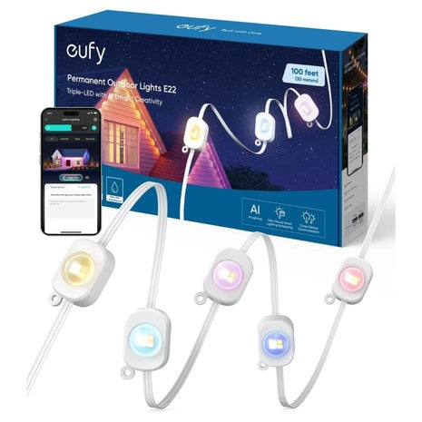 Eufy 100ft E22 60 Triple-LED Permanent Smart Light Strip W/ App Control [Certified Refurb]