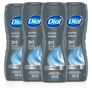 4 Bottles Dial Men 3-in-1 Intense Fresh, Hair & Face Wash