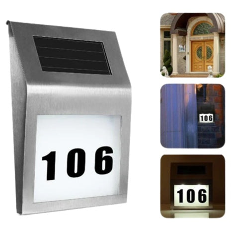 Solar LED Address Sign House Number Light With White LEDs
