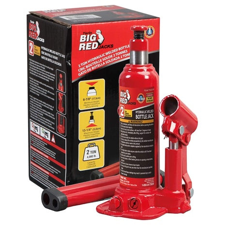 2-Ton Big Red Hydraulic Welded Bottle Jack (4,000 lbs)