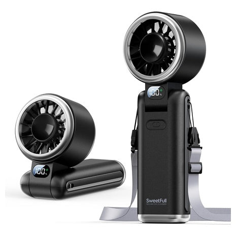 SWEETFULL 5000mAh Portable Handheld Turbo Fan With 5 Speeds (Black)