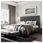 Mercury Row Hegg Velvet Tufted Upholstered Platform Bed W/ Headboard (King)