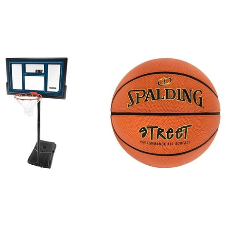 50" Lifetime Courtside Adjustable Portable Basketball System with Spalding Ball