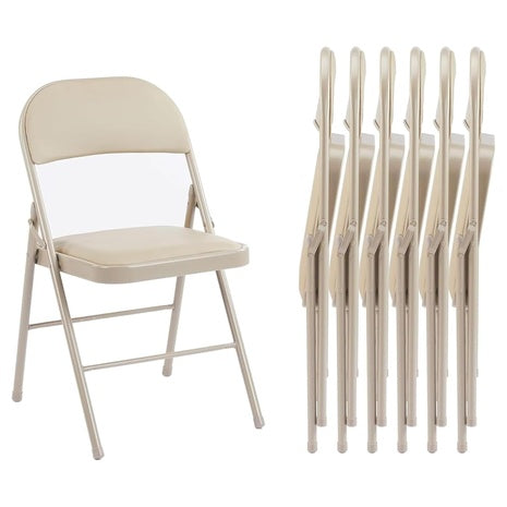 6 Leather Padded Folding Chairs