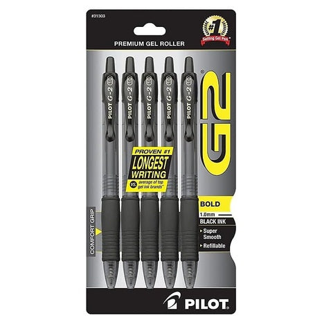 5-Pack Pilot G2 1mm Bold Gel Pens