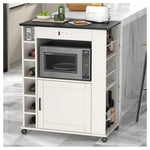 Rolling Kitchen Island Cart with Wine Rack & Power Outlet