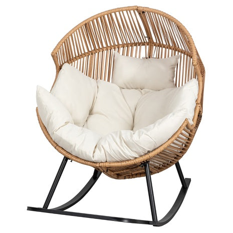 Walsunny Outdoor Patio Wicker Oversized Rocking Chairs