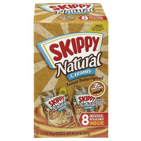 64-Pack Skippy Natural Creamy Peanut Butter Squeeze Packs
