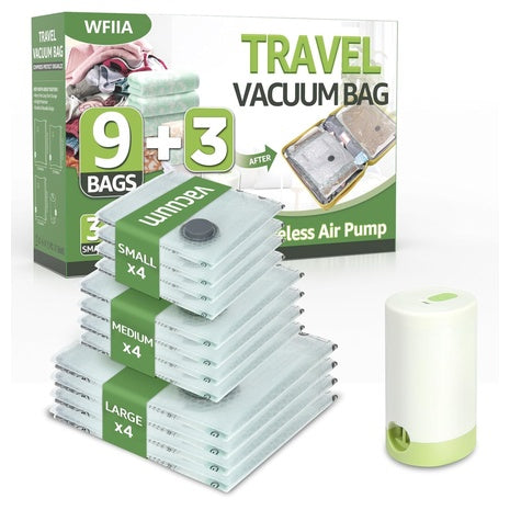 12-Pack Travel Vacuum Storage Bags With Pump