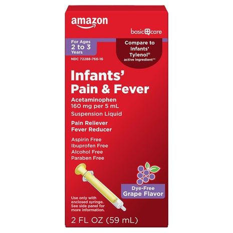 2 oz Amazon Basic Care Infants' Pain & Fever (Dye-Free Grape)