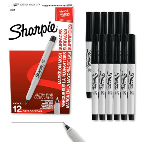 12 Sharpie Ultra Fine Permanent Markers