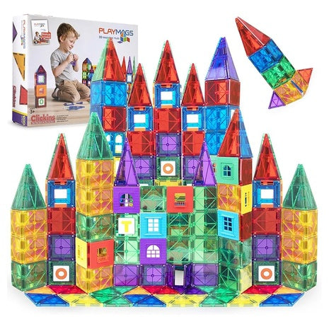 100 Piece Playmags Magnetic Tile Building Set