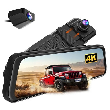 10" WolfBox M40 Lite 4K Front Rearview Mirror Dash Cam