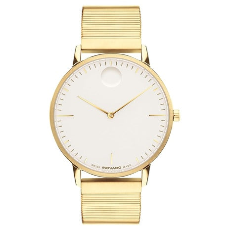 Movado Face Men's Stainless Steel Mesh Gold Watch
