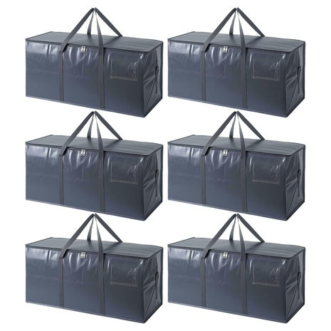 6 XL Heavy-Duty Moving Bags with Zippers & Handles