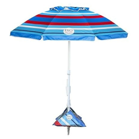 6.5' Tilt Portable Beach Umbrella With Integrated Sand Anchor