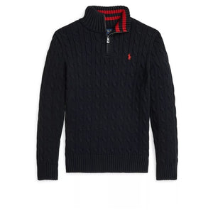 Polo Ralph Lauren Big Boys Cable Knit Cotton Quarter Zip Sweater