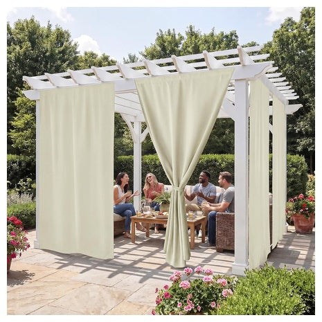 2 Panels Sun Blocking Windproof Privacy Curtains With Rope For Gazebo