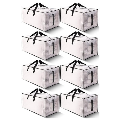 8 Large Strong Moving Bags with Zippers & Handles