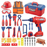 49 Piece Kids Tool Set with Toy Drill, Vest & Hard Hat