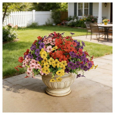 12 Bundles Artificial Outdoor Flowers (6 Styles)