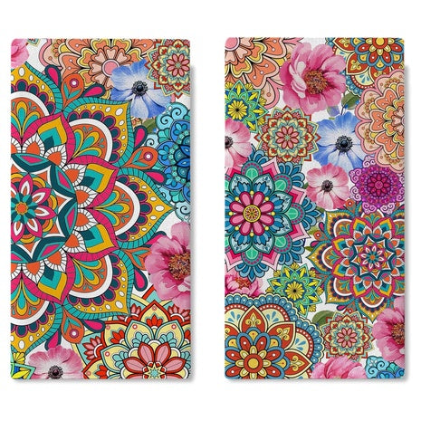 2-Pack Boho Mandala Flower Kitchen Dish Towels