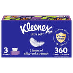 3 Flat Boxes Of Kleenex Tissues