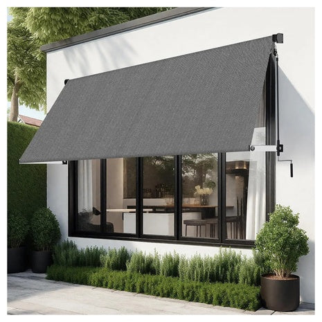 8ft X 10ft Maxaya Manual Retractable Awning Roll Up Canopy