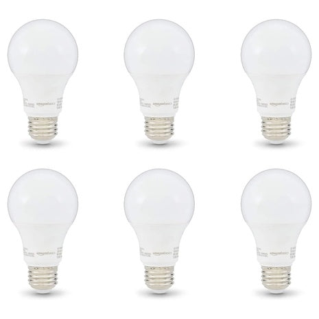 6 Amazon Basics Non-Dimmable LED Light Bulbs