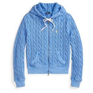 Polo Ralph Lauren Women's Cable Knit Cotton Full-Zip Hoodie Sweater
