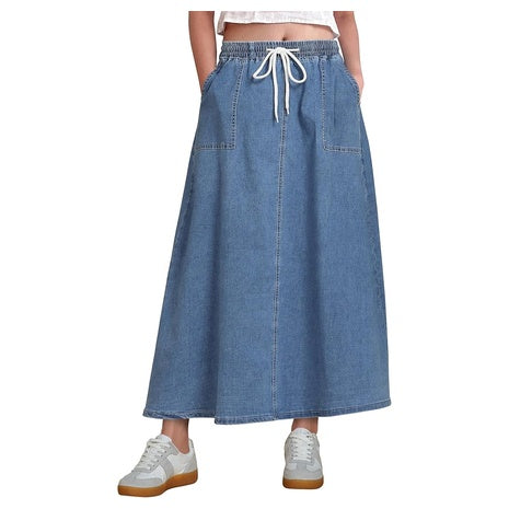 A-Line Denim Maxi Skirt (6 Colors)