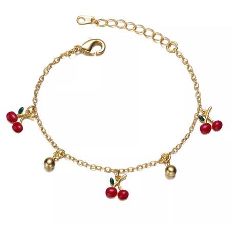 Guili Sweet 14K Gold Plated Kids Bracelet with Red Cherry Charms