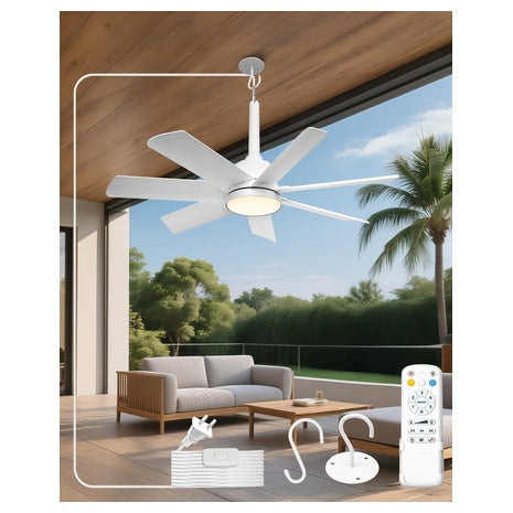 Outdoor Ceiling Fan with Light and Remote