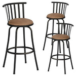 Set Of 3 FurnitureR Classic Swivel Counter Height Barstools With Back And Footrest