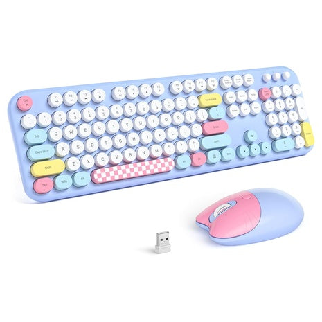 Mofii Full Size Wireless Retro Round Key Typewriter Keyboard & Mouse Combo (Various)