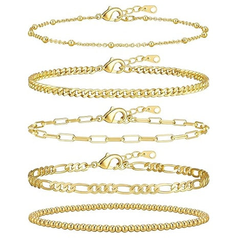 4 Gold Plated Stackable Bracelets