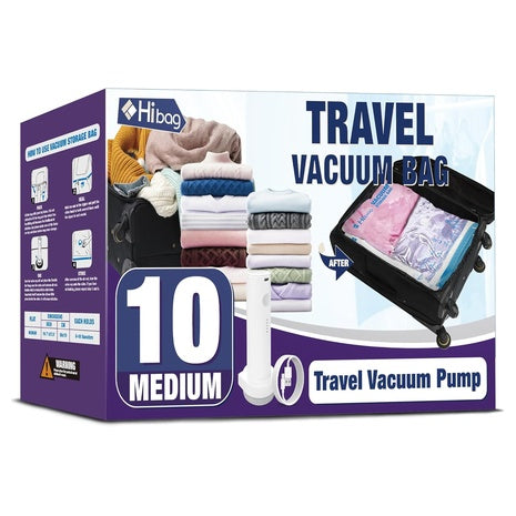 10-Pack Travel Vacuum Bags With Electric Pump