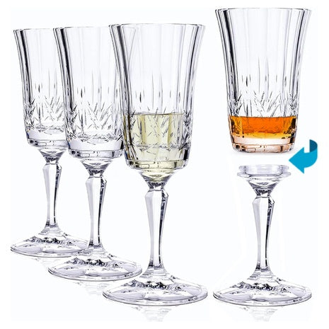 4-Set Twist Off Stem Brighton Champagne Ecozen Re-Usasble Glass