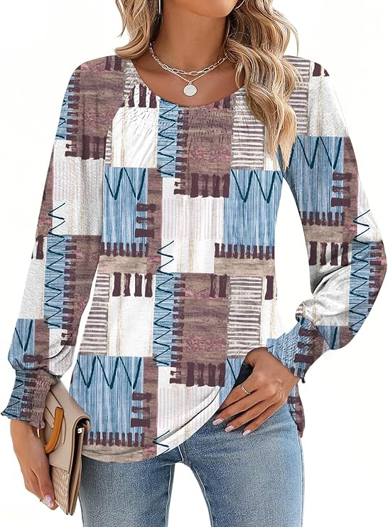 Women's Ruffle Cuffs Dressy Casual Tunic Tops