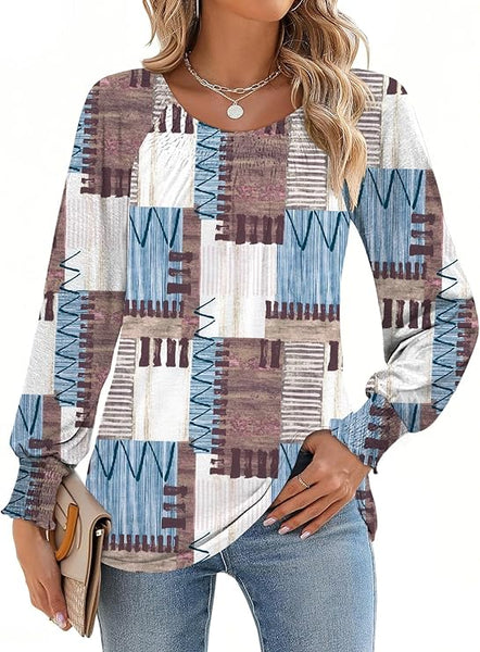 Women's Ruffle Cuffs Dressy Casual Tunic Tops