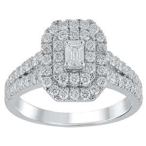 1 Ct Lab-Grown Diamond Halo Engagement Ring