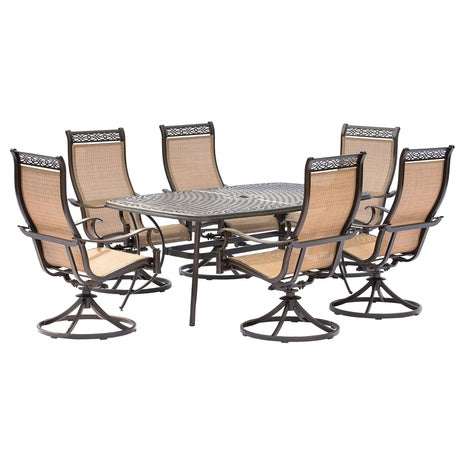Hanover 7-Piece Weather-Resistant Outdoor Dining Set w/ Swivel Rockers